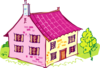 Pink Brick House Clip Art